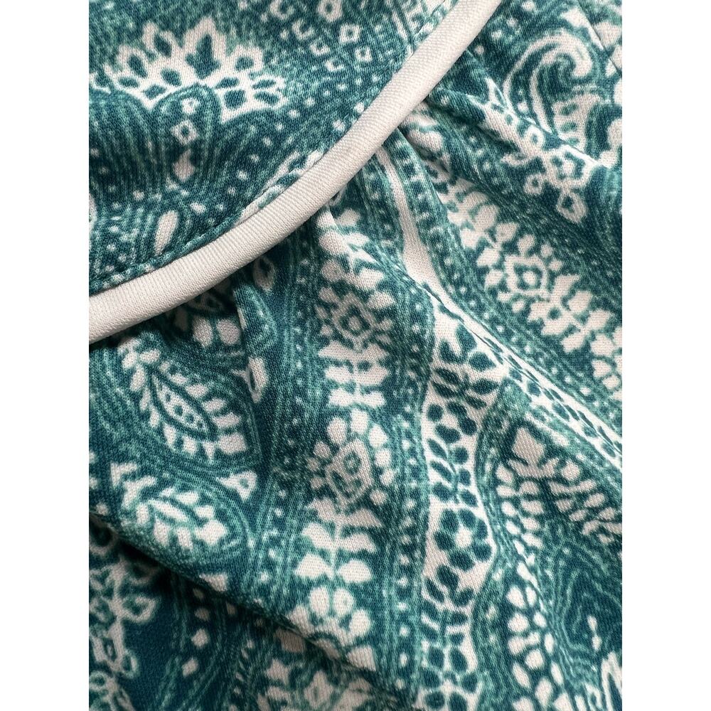 Kate Hill Dress 18W Sleeveless Green White Boat Neck Pockets - Picture 4 of 10